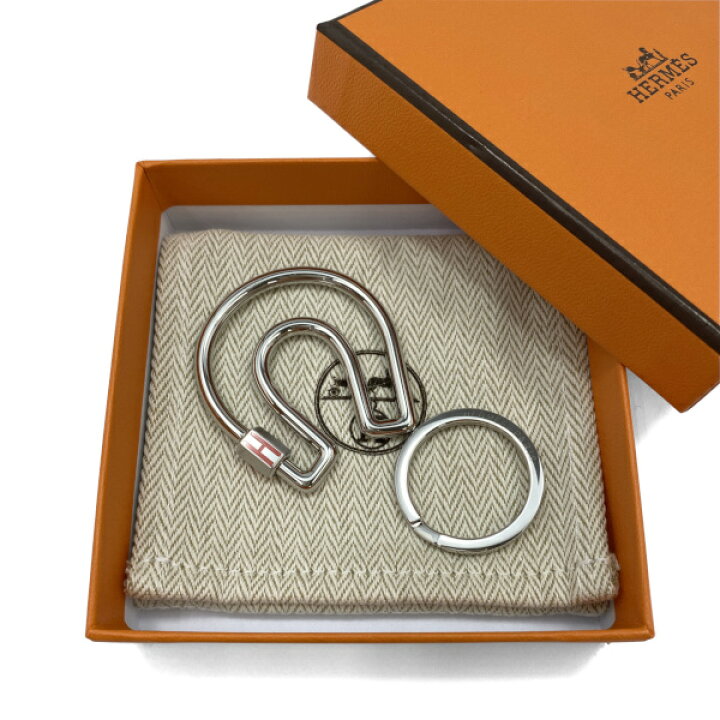 新品同様 エルメス フェール ア シュバル メタル シルバー キーリング  