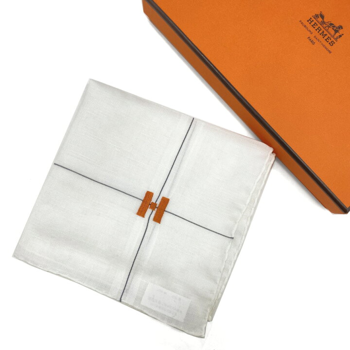 □極美品□ HERMES エルメス コットン100％ ハンカチーフ ポケット  