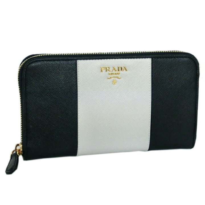 楽天市場】プラダ 長財布 PRADA バイカラー ラウンドファスナー  