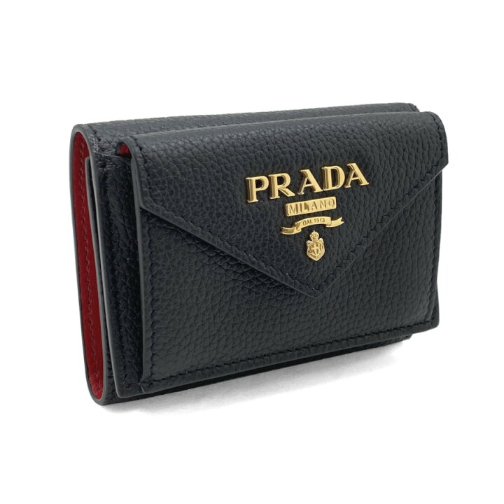 楽天市場】プラダ PRADA 財布 三つ折り ミニ財布 レザー ブラック 