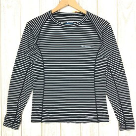 【中古】 【WOMEN's L】 コロンビア オムニウィック ボーダー ロングスリーブ Tシャツ クルーネック 速乾 COLUMBIA PL2629 ブラック系