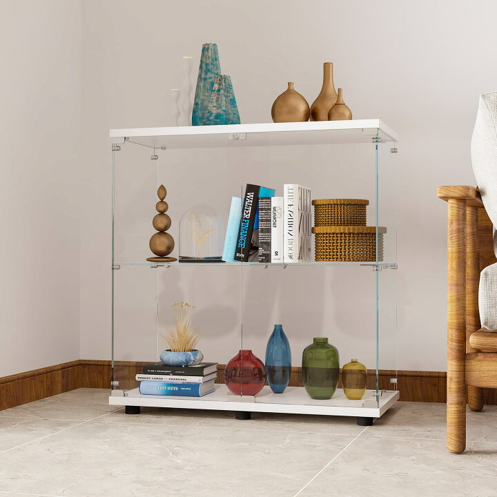 楽天市場】【生活グッズラボ】ガラスケース 2段両扉タイプ(鍵付き) 幅  