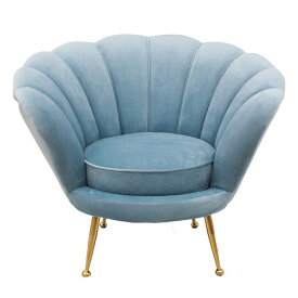 シングルソファ ブルー アームチェア 貝殻 シェルチェア EH-2061-BL おしゃれ 高級感 食卓椅子 リビング チェアー エレガント モダン
