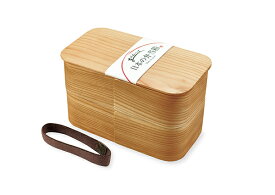 長角 二段 弁当箱 日本製 曲げワッパ 木製 杉 仕切り板 ゴムバンド付 和モダン シンプル 大人 和風