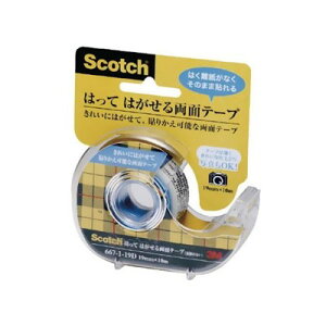 3M スコッチ はってはがせる両面テープ ディスペンサー付 19mm×10m 半透明 667−1−19D スリーエム