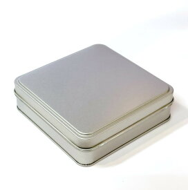 ブリキ缶 無地　角　1点 NO.5 シルバー 銀色 保管容器 BOX 小物入れ 小物収納 シンプル 四角形