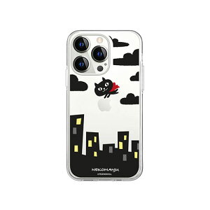 abbi FRIENDS �������C�Z���X�i �l�R�}���W���E�\�t�g�N���A�P�[�X for iPhone 14 Pro �Ԃ��}���g �w�ʃJ�o�[�^ ABF24241i14P