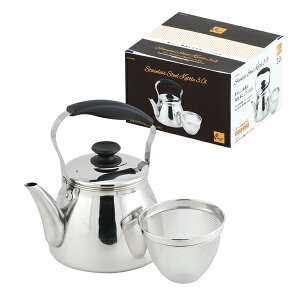 モルティ 18-8ステンレス製広口ケットル 3.0L(茶こしアミ付) ヤカン やかん 広口 大容量 茶こしアミ 湯沸かしケトル IH対応