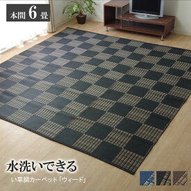 送料無料 洗える ppカーペット ウィード 本間6畳（約286.5×382cm） ござ 茣蓙 蓙 水拭き 水洗い ポリプロピレンカーペット アウトドア ピクニックシート レジャーシート ピクニックラグ 敷物 遠足 おしゃれ