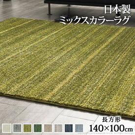 ラグ 洗える 防ダニ ミックスカラーラグ 〔ルーナ〕 140x100cm 長方形 1畳 一畳 防音 防炎 カーペット ラグマット ウォッシャブル 床暖房 ホットカーペット対応 リビング 滑り止め スミノエ 日本製