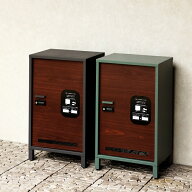 宅配ボックス 木目柄 レトロ 一戸建て ダイヤル錠 ダイヤルロック 玄関前 不在対策 再配達防止 ブラウン …