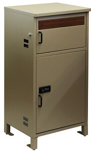 宅配ボックス ポスト付 郵便受け 鍵付き おしゃれ メールボックス 一戸建て 屋外 置き配 北欧 カントリー 置き型 Rufina ルフィナ ダークグレー ミルクティーベージュ 木目 モダン レトロ 野外