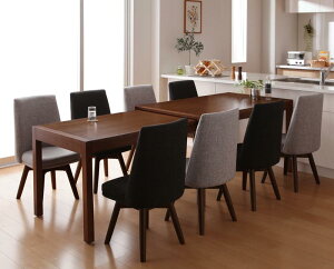 伸長式ダイニングテーブルセット 9点セット(テーブル+チェア×8) 8人掛け 8人用 スライドテーブル 天板調整 伸長式テーブル ダイニングテーブル 天板調節 回転チェア 回転椅子 おしゃれ ダイ