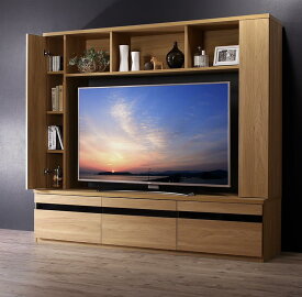 ハイタイプテレビボード 収納 ハイタイプテレビ台 幅180cm 奥行き45cm 高さ160cm 55型対応 TITLE タイトル 木製 テレビ台 テレビラック TV台 TVボード オークナチュラル (送料無料) 500028772