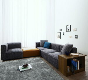 (送料無料) ソファ オットマンセット ラージタイプ コーナー×2 1P×2 オットマン×1 セット レイアウト自由自在 ユニットデザインコーナーソファセット UNONU ウノン ソファー グレー キャメル