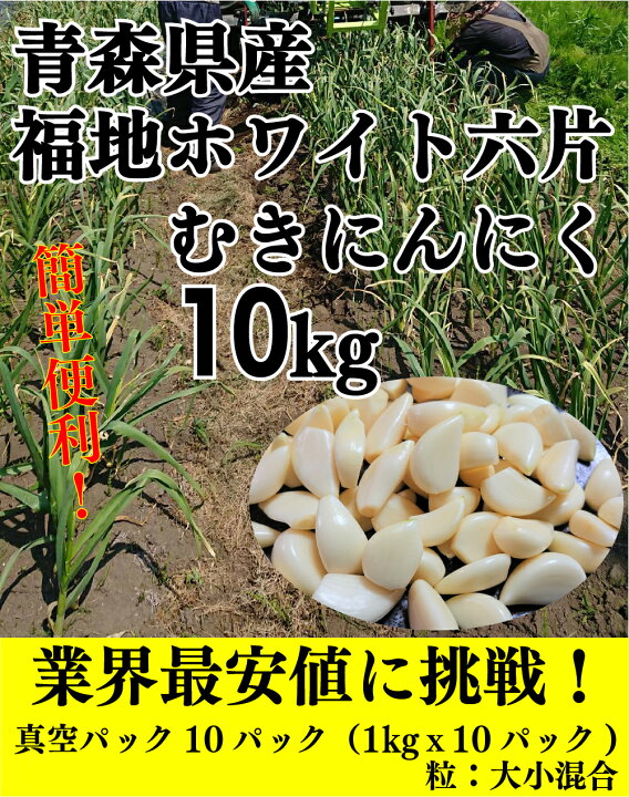 楽天市場】青森県産 福地ホワイト六片種 真空パック むきにんにく 2kg 