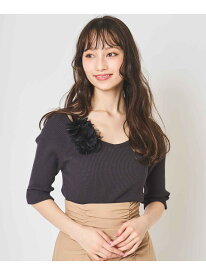 【SALE／50%OFF】2025春夏新作 コサージュ付きリブニット 31 Sons de mode トランテアン ソン ドゥ モード トップス ニット グレー ホワイト イエロー【RBA_E】[Rakuten Fashion]