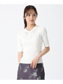 【SALE／32%OFF】2025秋冬新作 襟ビジュー付ポロニット 31 Sons de mode トランテアン ソン ドゥ モード トップス ニット グレー ホワイト ブルー【RBA_E】【送料無料】[Rakuten Fashion]