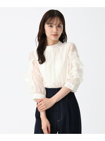 2025秋冬新作 ラッフルリボンスタンドカラーブラウス 31 Sons de mode トランテアン ソン ドゥ モード トップス シャツ・ブラウス ホワイト ブラウン グリーン【送料無料】[Rakuten Fashion]