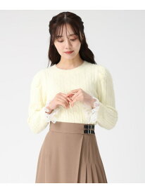 2025秋冬新作 レース袖ふわふわケーブルニット 31 Sons de mode トランテアン ソン ドゥ モード トップス ニット ホワイト グレー イエロー【送料無料】[Rakuten Fashion]