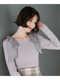 2025秋冬新作 肩リボンシアーニット 31 Sons de mode トランテアン ソン ドゥ モード トップス ニット パープル ホワイト ブラウン ピンク【送料無料】[Rakuten Fashion]