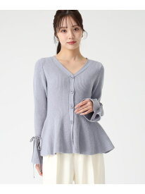 2025秋冬新作 袖リボンベロアペプラムニット 31 Sons de mode トランテアン ソン ドゥ モード トップス ニット ブルー ピンク ホワイト【送料無料】[Rakuten Fashion]