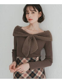 2025秋冬新作 シャギーリボンモチーフニット 31 Sons de mode トランテアン ソン ドゥ モード トップス ニット ブラウン ホワイト【先行予約】*【送料無料】[Rakuten Fashion]