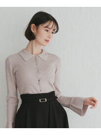 2025秋冬新作 衿付袖フレアニット 31 Sons de mode トランテアン ソン ドゥ モード トップス ニット グレー ホワイト ピンク【送料無料】[Rakuten Fashion]