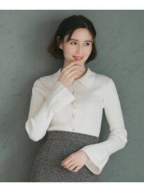 2025秋冬新作 衿付袖フレアニット 31 Sons de mode トランテアン ソン ドゥ モード トップス ニット グレー ホワイト ピンク【送料無料】[Rakuten Fashion]