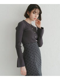 2025秋冬新作 衿付袖フレアニット 31 Sons de mode トランテアン ソン ドゥ モード トップス ニット グレー ホワイト ピンク【送料無料】[Rakuten Fashion]