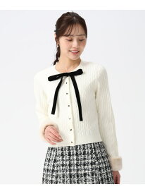 2025秋冬新作 ケーブルリボンカーディガン 31 Sons de mode トランテアン ソン ドゥ モード トップス ニット ホワイト グレー レッド【先行予約】*【送料無料】[Rakuten Fashion]