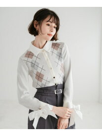 【SALE／20%OFF】2025秋冬新作 レイヤード襟アーガイルカーディガン 31 Sons de mode トランテアン ソン ドゥ モード トップス カーディガン ブラウン ホワイト グレー【RBA_E】【送料無料】[Rakuten Fashion]