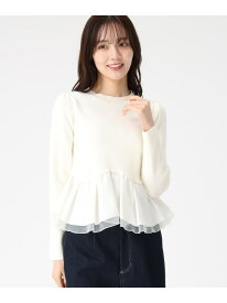 2025秋冬新作 異素材切替ペプラムニット 31 Sons de mode トランテアン ソン ドゥ モード トップス ニット ホワイト ブラック【送料無料】[Rakuten Fashion]