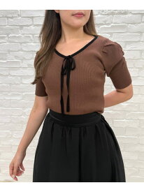 TT538305 ギャザー袖配色ニット 31 Sons de mode トランテアン ソン ドゥ モード トップス ニット グレー ホワイト ブラウン【送料無料】[Rakuten Fashion]