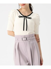 TT538305 ギャザー袖配色ニット 31 Sons de mode トランテアン ソン ドゥ モード トップス ニット グレー ホワイト ブラウン【送料無料】[Rakuten Fashion]