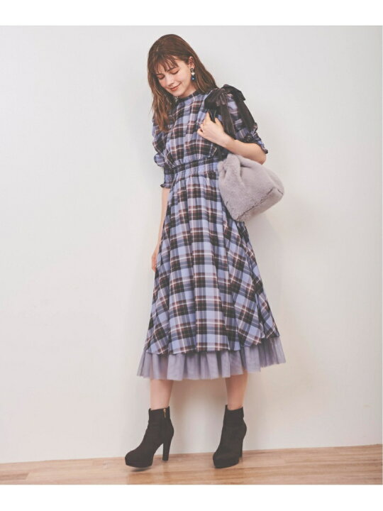 楽天市場】裾チュールチェックプリントワンピース 31 Sons de mode  