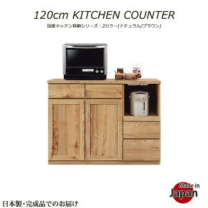 キッチンカウンター 完成品 キッチン カウンター 日本製 おしゃれ 幅120cm 木製 レンジ台 キッチン収納 収納 国産品 モダン 北欧 コンセント付き MOISS モイス スライドカウンター 引出し 扉 ブ