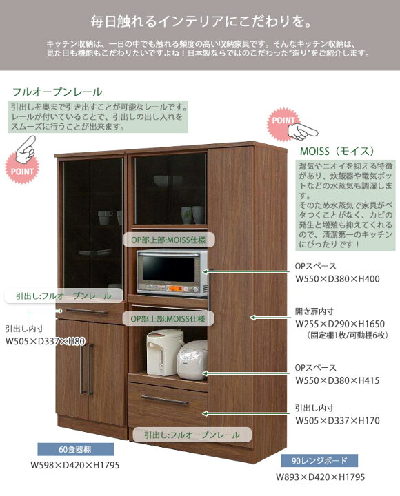 楽天市場】食器棚 ロータイプ 引き出し 120cm スリム 完成品 おしゃれ 