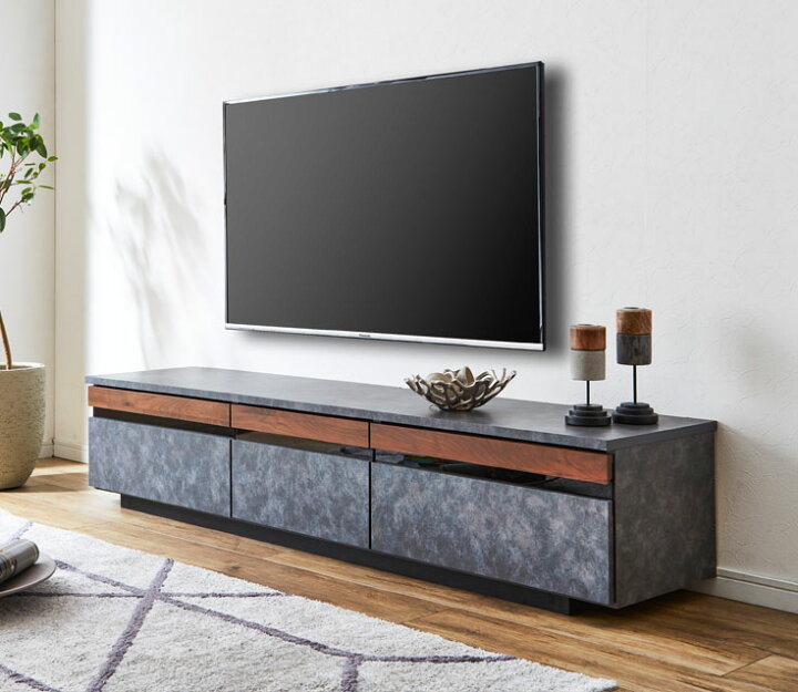 楽天市場 テレビ台 ロータイプ テレビボード おしゃれ 幅180cm 高さ38cm 引き出し Tvボード Avボード Tv台 収納付き 北欧 完成品 日本製 国産 リビング収納 送料無料 ウォールナット無垢材 セラミック調 寝室用 リビング用 日本製テレビ台 グレー 35plus 家具の35プラス