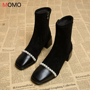 パールビシュー ショートブーツ 太ヒール 厚底 5cm マーティンブーツ 美脚 レディース お出かけ ママ ガール 大人カジュアル 大人ファッション 大人コーデ アラサーファッション アラサーコ