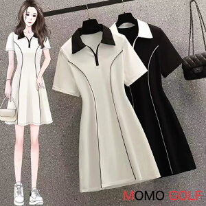 レディースゴルフウエア ウエストが締まって見える ゴルフワンピース 半袖Aライン ゴルフワンピース カジュアルゴルフウエア ゴルフ女子 レディースゴルフファッション 大人ゴルフ 大人ゴ