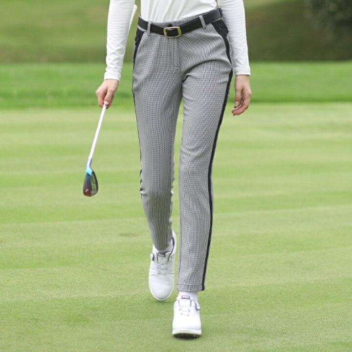 楽天市場 千鳥格子柄 ゴルフウエア レディース ストレッチ スリムパンツ 速乾吸収通気性素材 爽やかな着心地パンツ カジュアルゴルフウエア ゴルフ女子 レディースゴルフファッション 大人ゴルフウエア オールシーズン対応 爽やかなチェック柄 韓国ゴルフウエア 大人