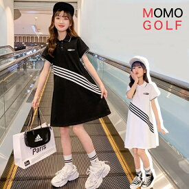 小さいサイズ レディース ゴルフウエア 子供用 ゴルフ ワンピース シンプルスリム ゴルフワンピース Aラインポロ ワンピース 被らないワンピ ミドル丈半袖ワンピース 着痩せワンピ 半袖ゴルフウエア ゴルフ女子 大人カジュアル 韓国 ゴルフ