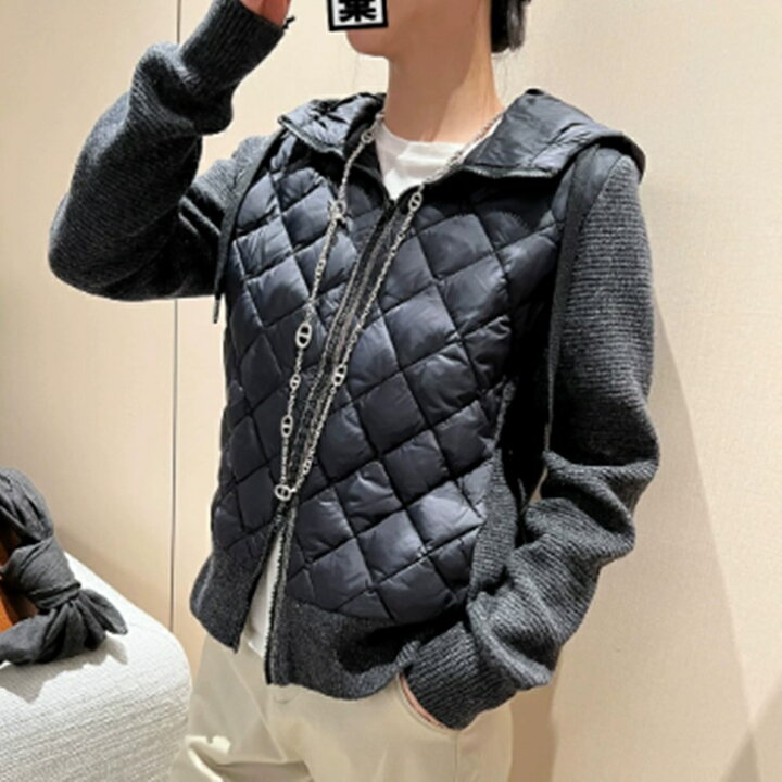 楽天市場】フード付き キルティング コットン ジャケット 袖ニット 