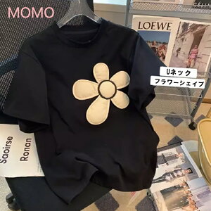 大きな花柄が可愛い レディース ゴルフウエア 半袖 Uネック Tシャツ 普段着使いにも カジュアルゴルフウエア 動きやすい 素材 オールシーズン対応 ゴルフセットアップ 春夏秋冬ゴルフ サマ