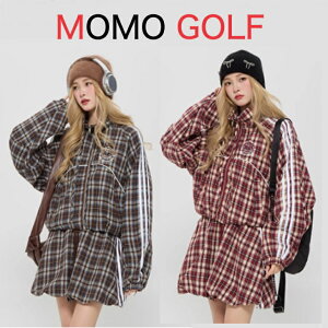 体型を選ばない レディース ゴルフウエア チェック柄 格子柄 ルーズ セットアップ ツーピース ラフな着心地 長袖ジャケット スカート カジュアル ゴルフウエア 動きやすい 涼しい素材 薄手