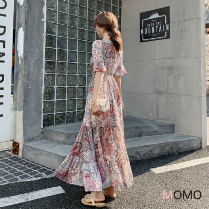 楽天市場 淡いピンク花柄 シフォンワンピース フローラルワンピ Vネックワンピ お出かけワンピ シンプルワンピ 大人カジュアル 大人ファッション 大人 コーデ アラサーファッション アラサーコーデ アラフォーコーデ アラフィフコーデ 大人韓国コーデ Ins 大人