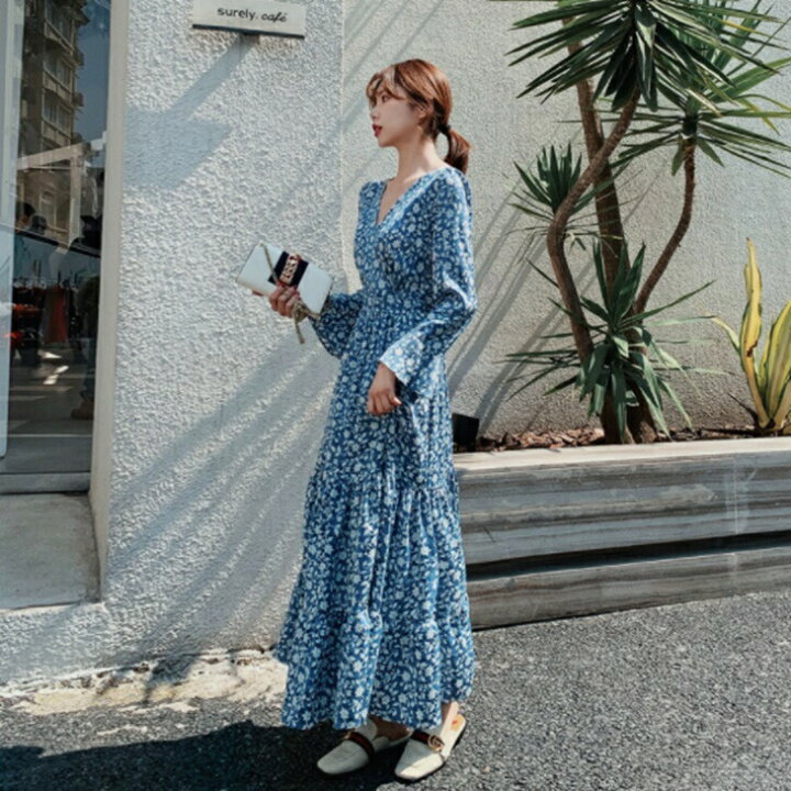 シフォンドレス シフォンワンピース 水色 セール EPOCA STORIA 