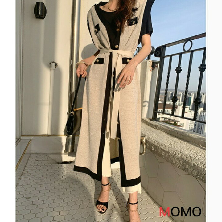 楽天市場】ノースリーブカーディガンワンピース シルクニットワンピ  