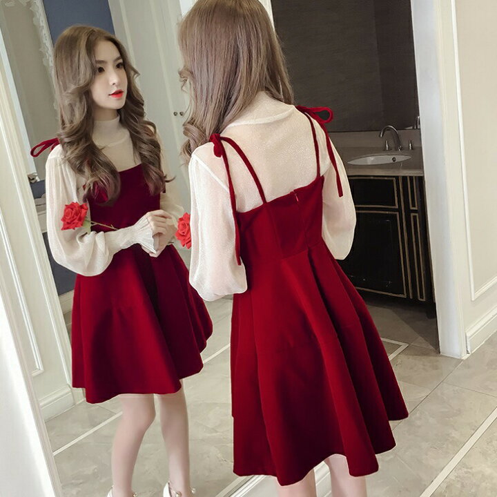 楽天市場】2点セット チュールシフォンブラウス キャミワンピ 袖フリル  